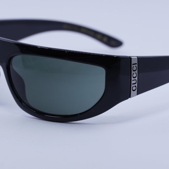 Gucci GG1574S 001 Sunglasses Black Rectangle Frame, Grey Lenses - Picture 4 of 11